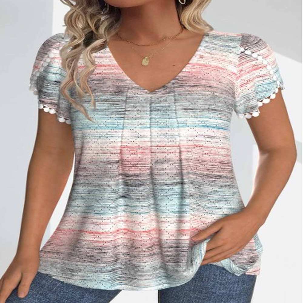 modlily light pink textured fabric ombre short sleeve t shirt