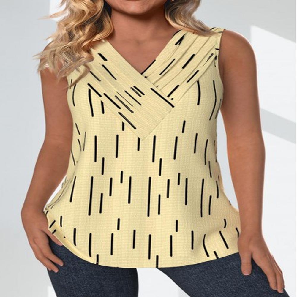 modlily light yellow surplice geometric print sleeveless tank top