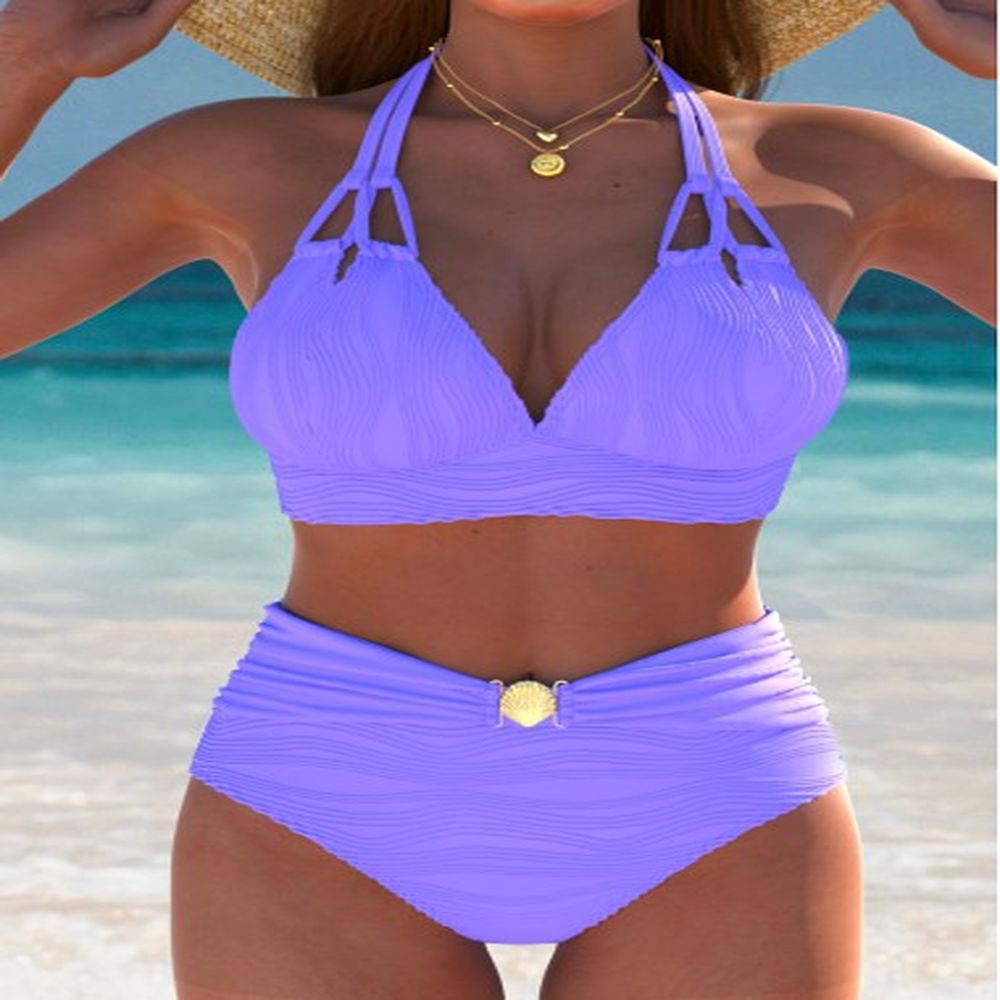 modlily mid waisted patchwork purple bikini set xs