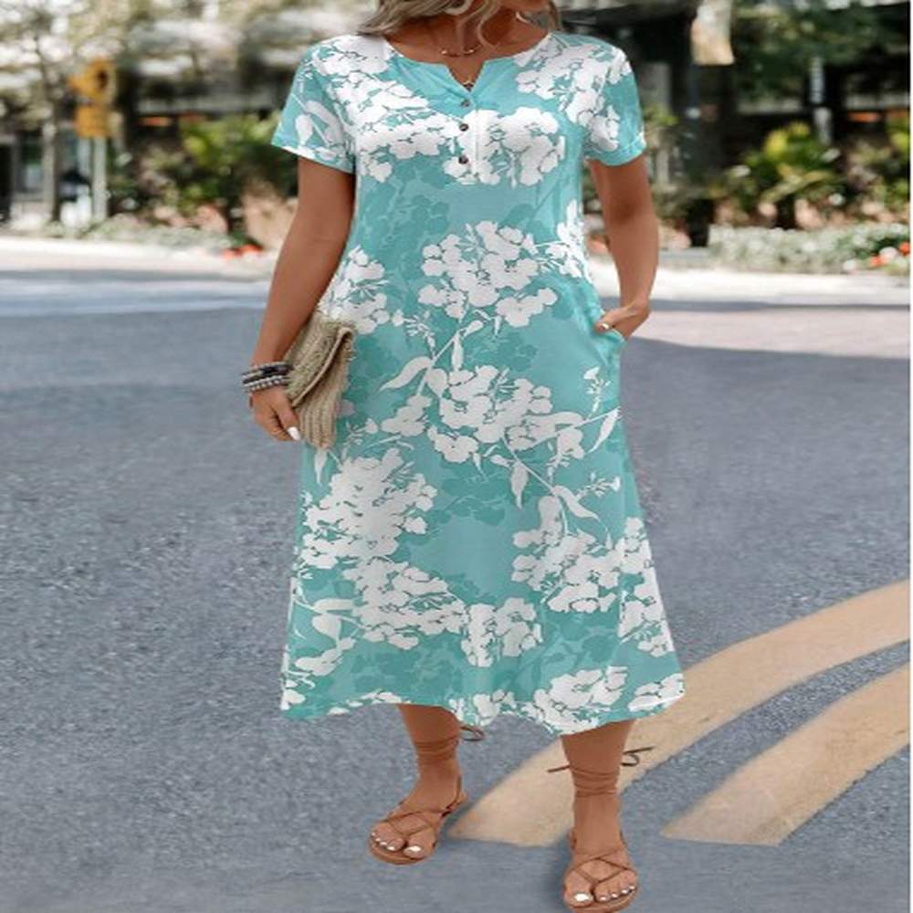 modlily mint green floral print a line short sleeve dress