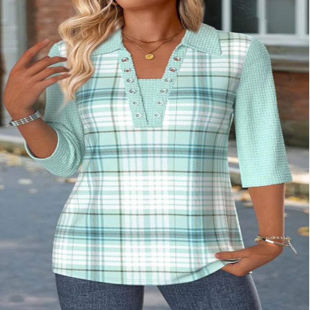 modlily mint green plaid sleeve t shirt xxl