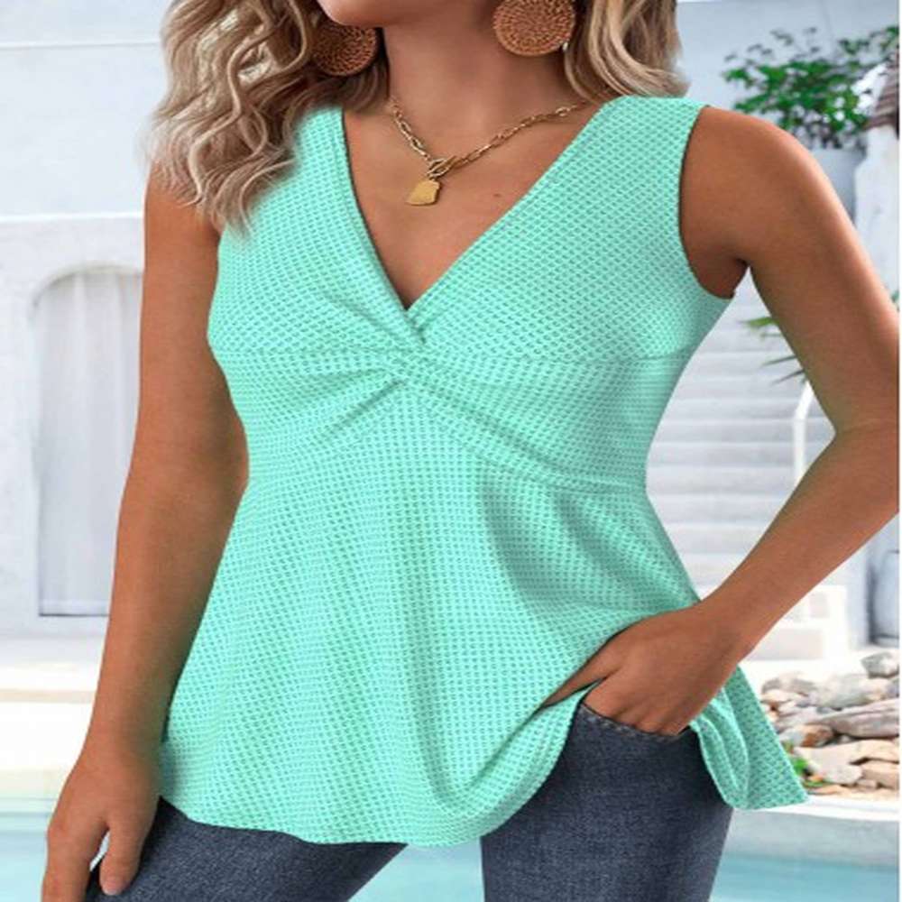 modlily mint green sleeveless v neck tank top m