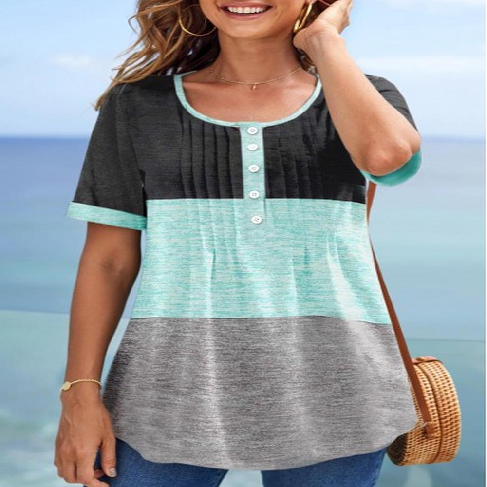 modlily mint green tuck stitch short sleeve blouse l