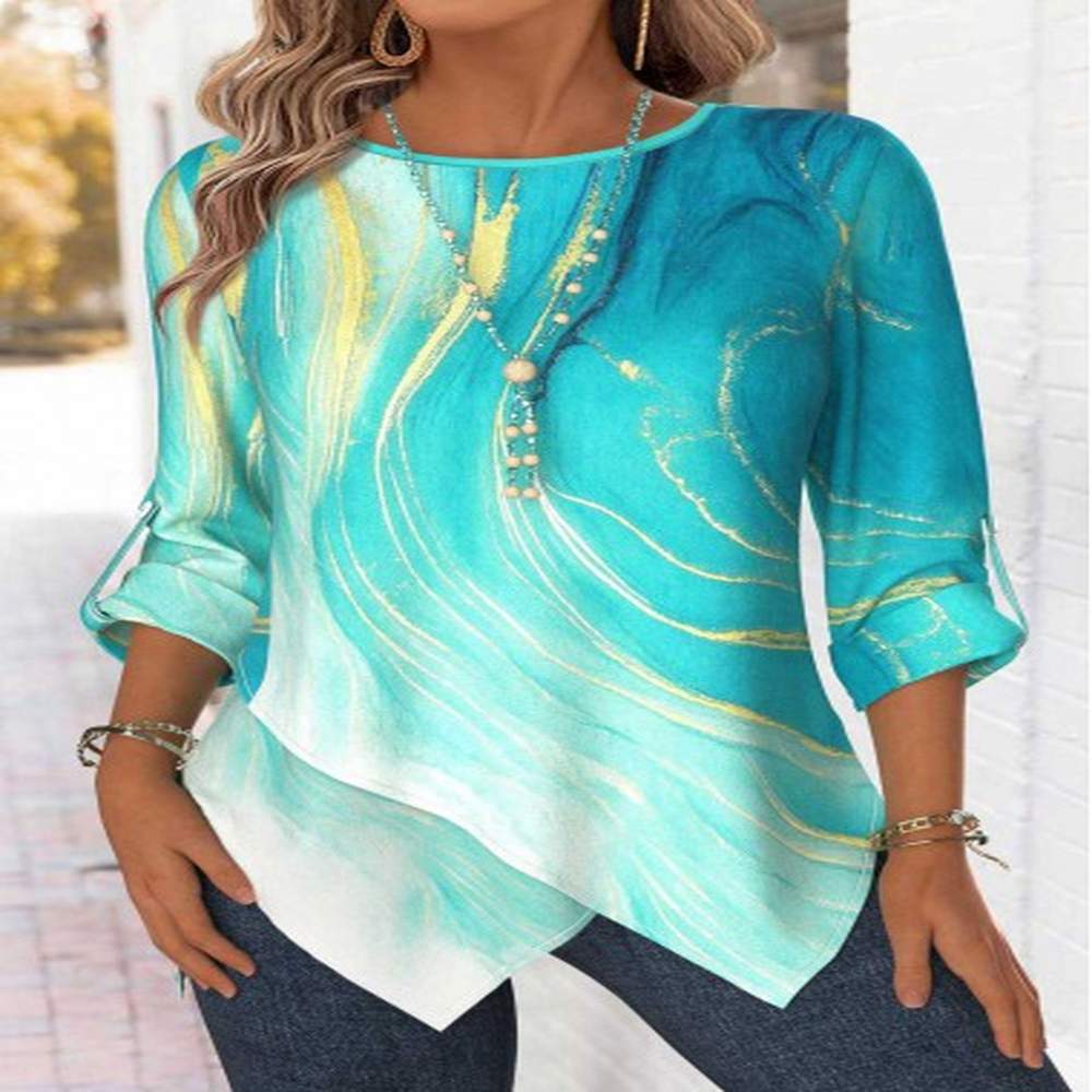 modlily mint green tummy coverage ombre long sleeve blouse