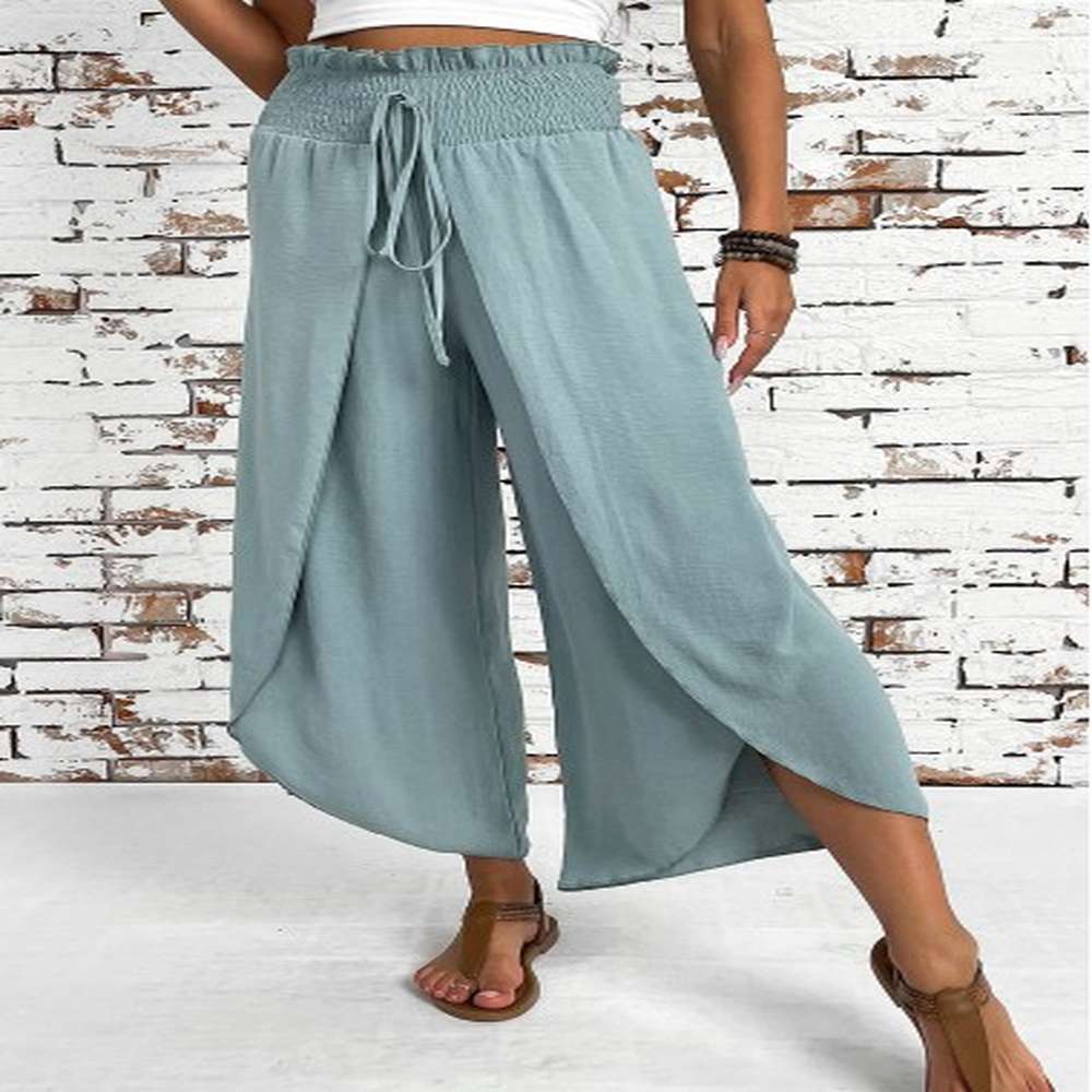 modlily mint green wide leg elastic waist high waisted pants