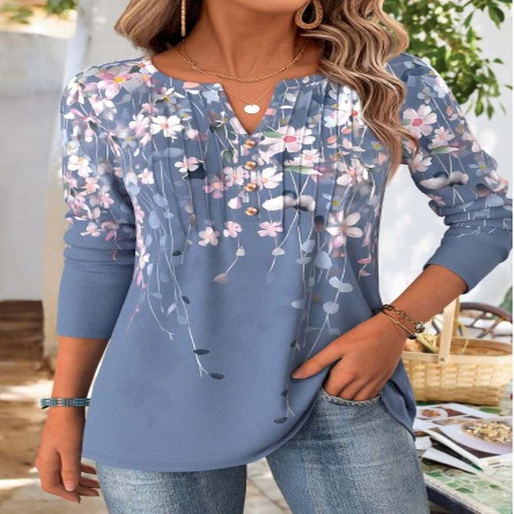modlily multi color floral print long sleeve t shirt