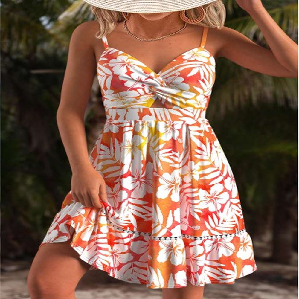 modlily multi color floral print short strappy bandeau dress