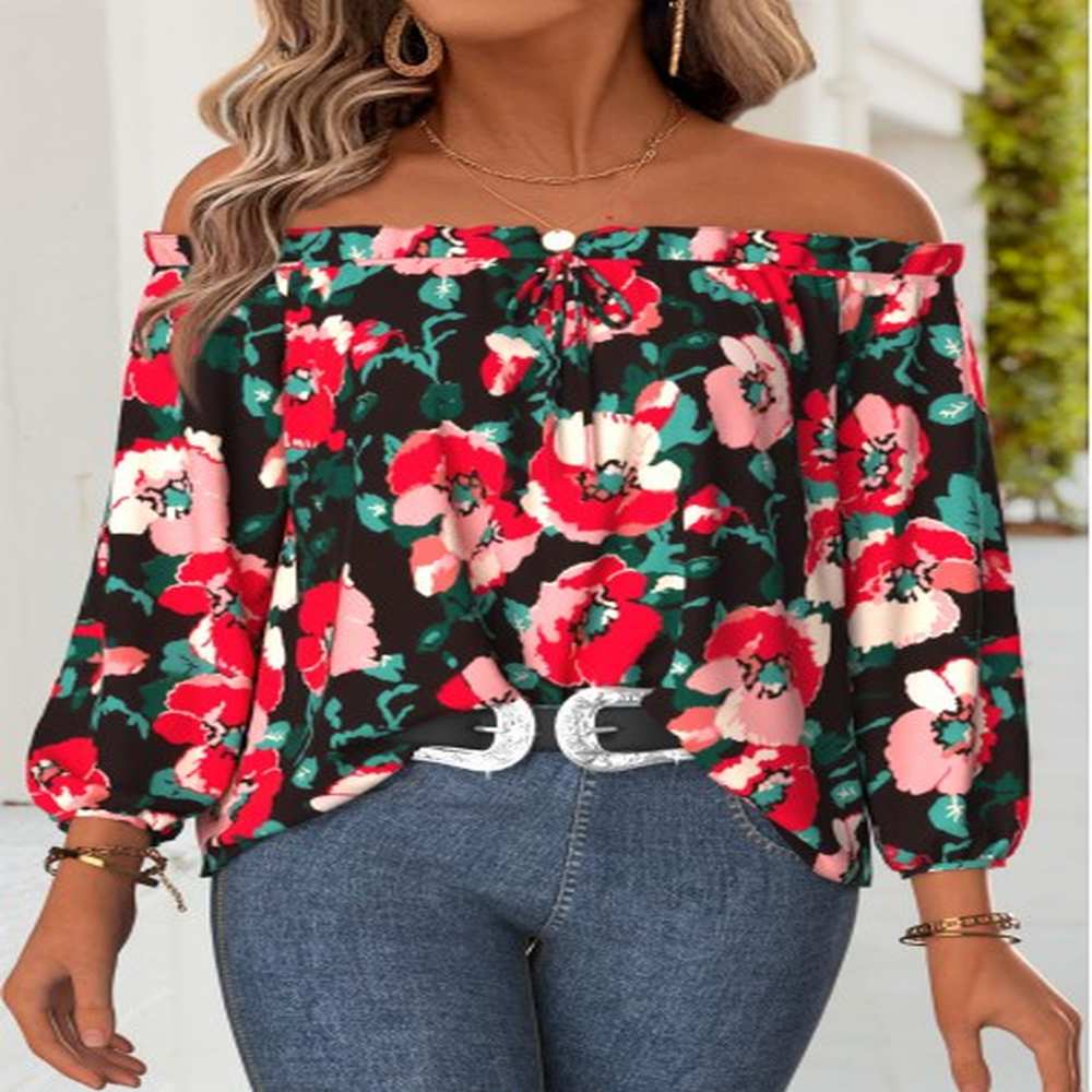 modlily multi color frill floral print long sleeve blouse