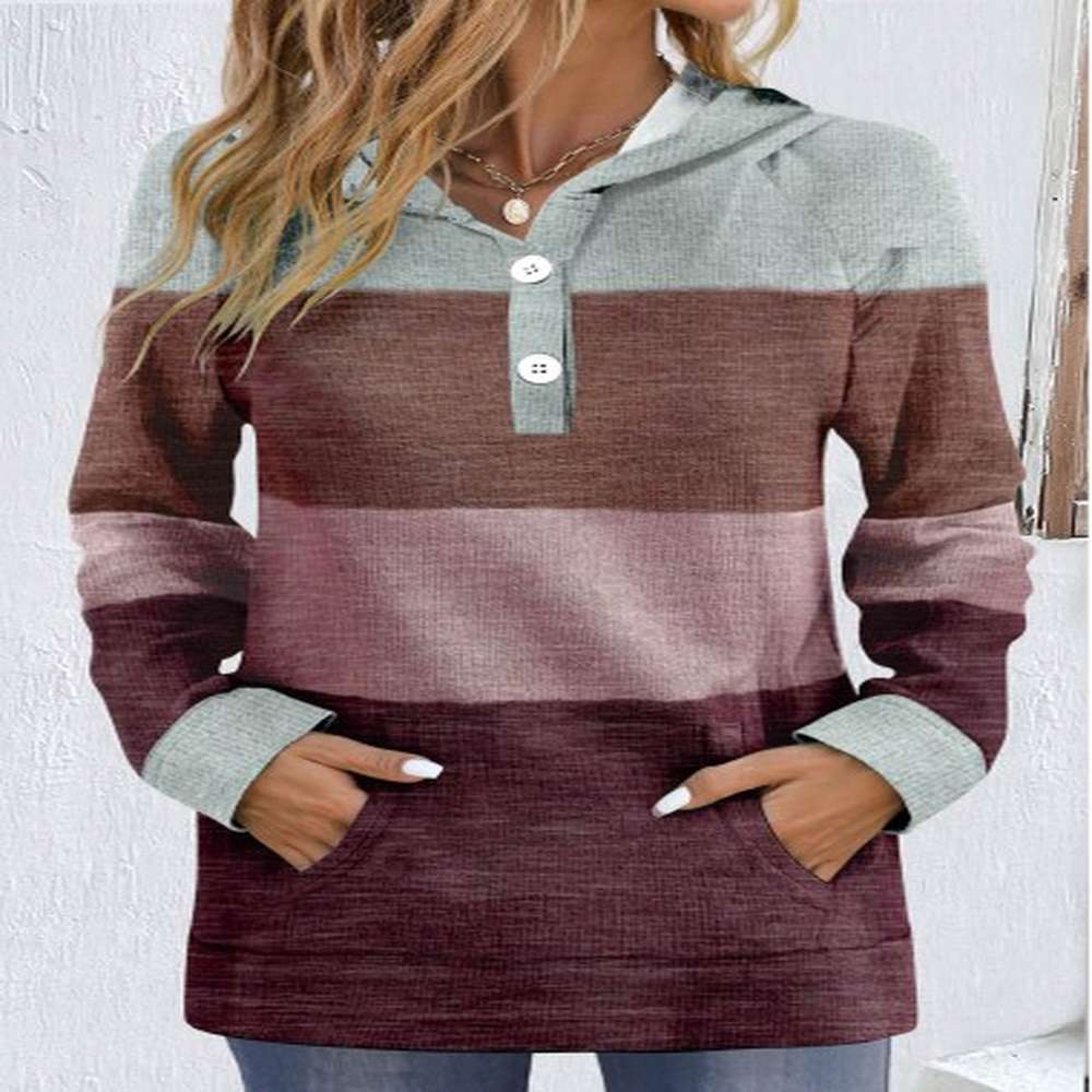 modlily multi color pocket striped long sleeve hoodie xl