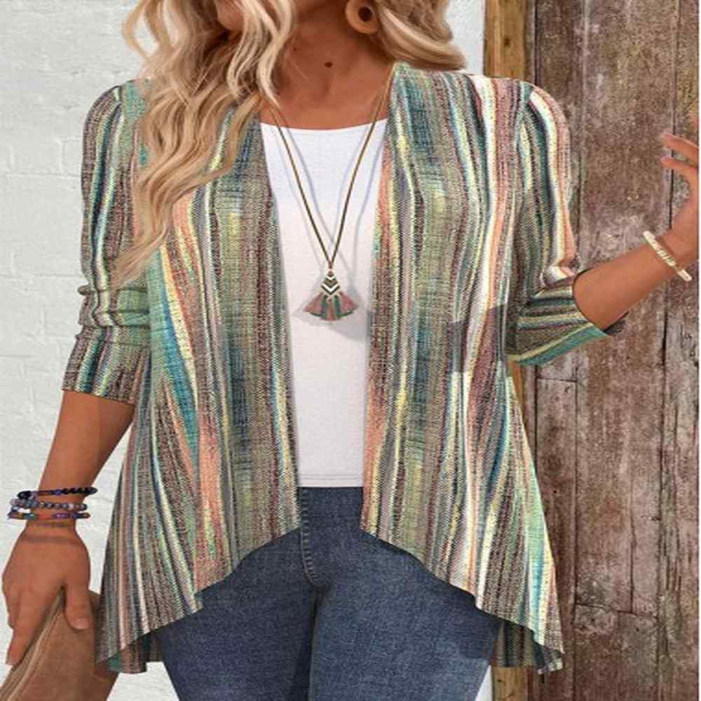 modlily multi color ruffle sleeve light cardigan s