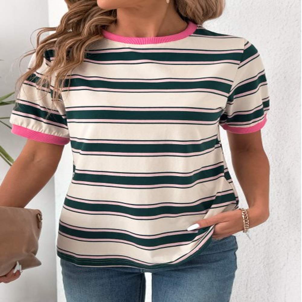modlily multi color short sleeve round neck t shirt