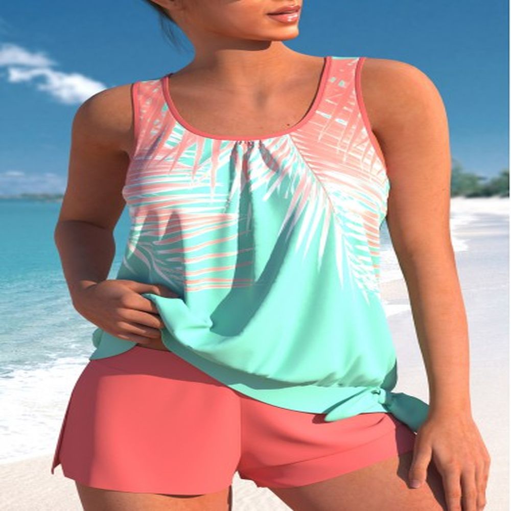 modlily multi color tie mid waisted tankini set s