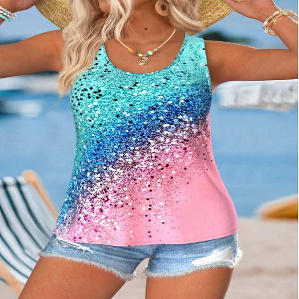 modlily multi color tummy coverage ombre sleeveless tank top