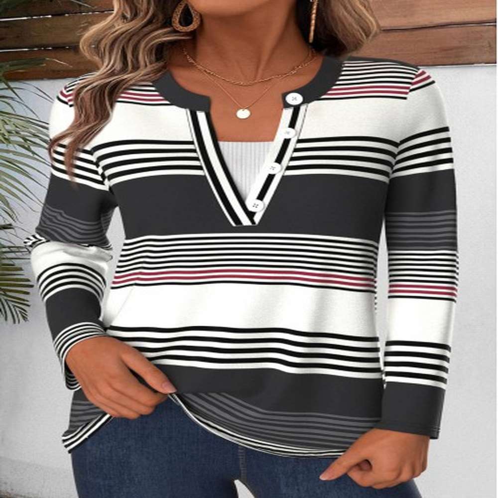 modlily multi color tummy coverage striped long sleeve t shirt
