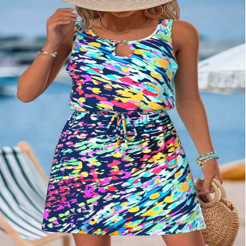 modlily multi color tummy coverage tie dye print short dress