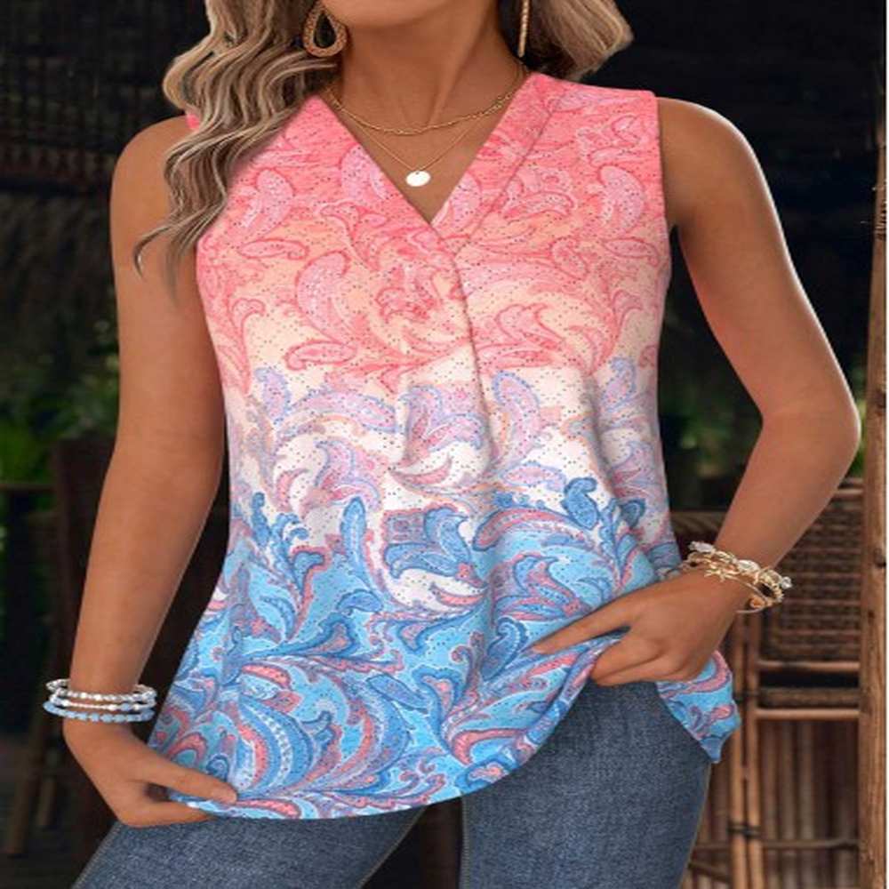 modlily multi color tummy coverage tribal print sleeveless tank top