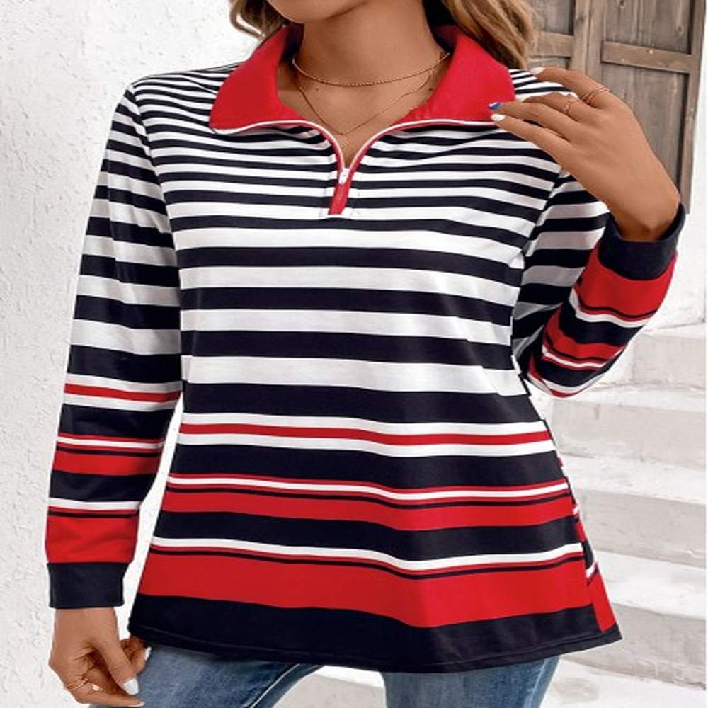 modlily multi color zipper striped long sleeve sweatshirt m