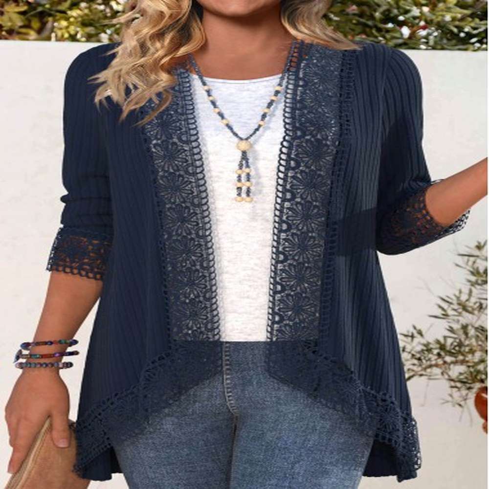 modlily navy embroidery long sleeve light cardigan s