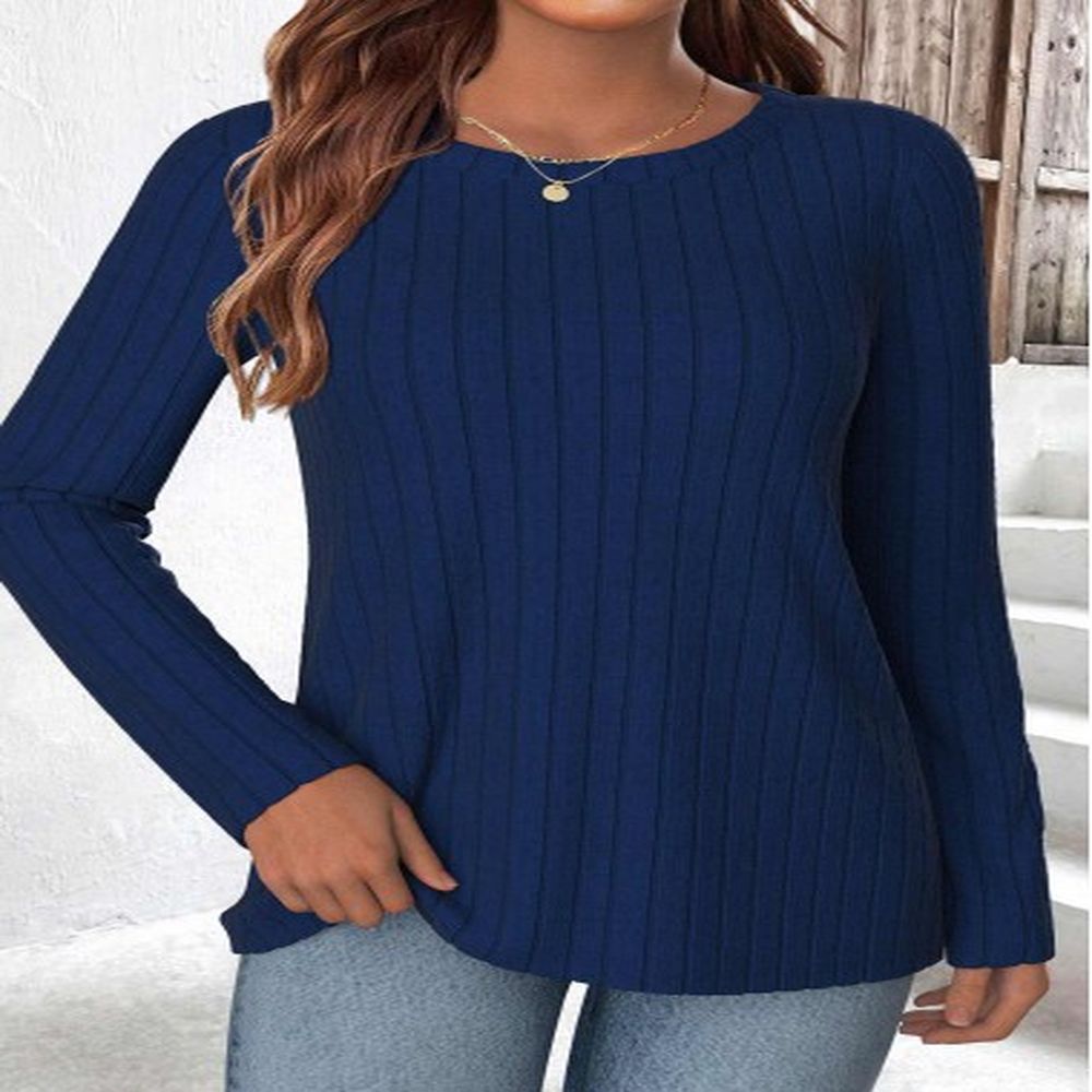 modlily navy long sleeve round neck t shirt m