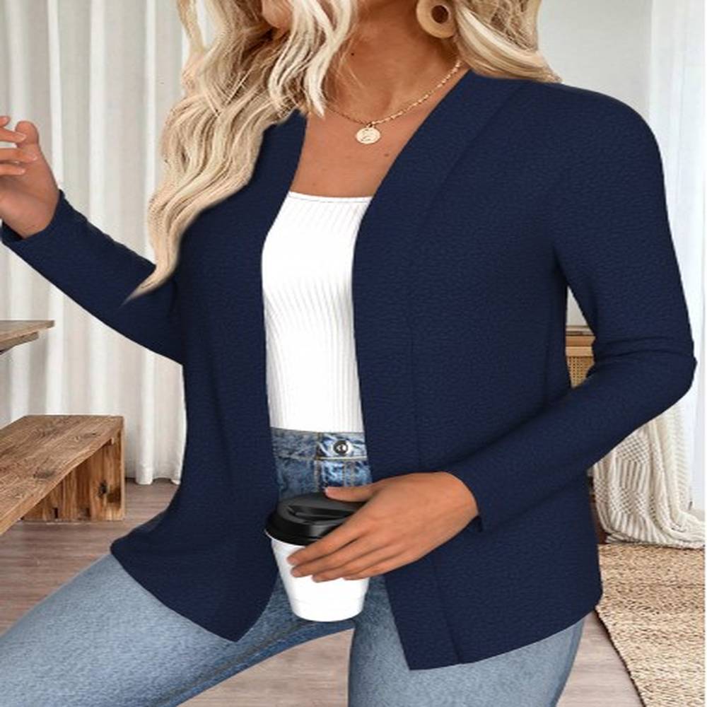 modlily navy open front long sleeve coat m