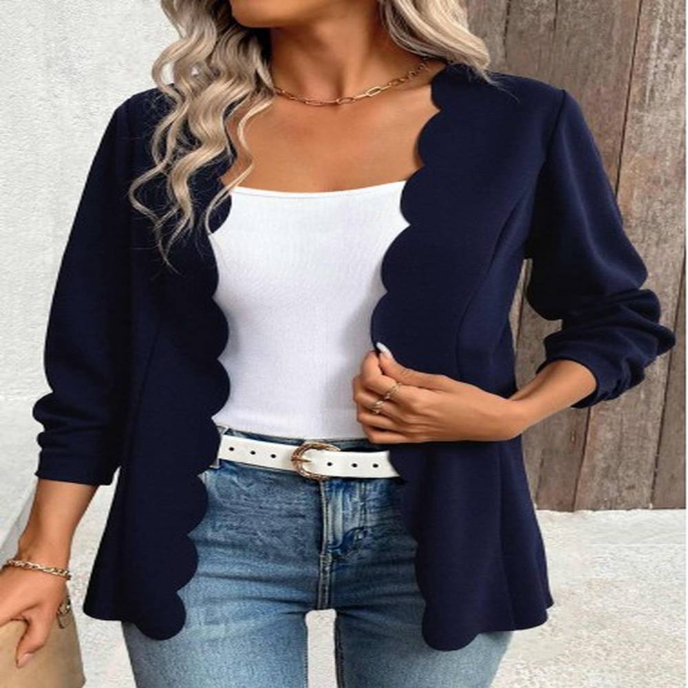 modlily navy scalloped hem sleeve light cardigan s