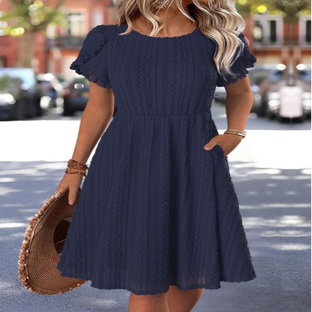 modlily navy short sleeve round neck dress xxl