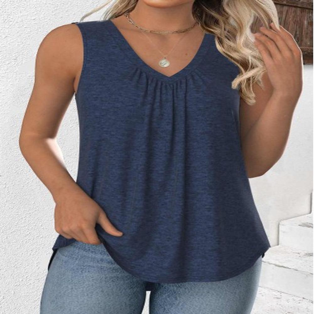 modlily navy sleeveless v neck tank top s