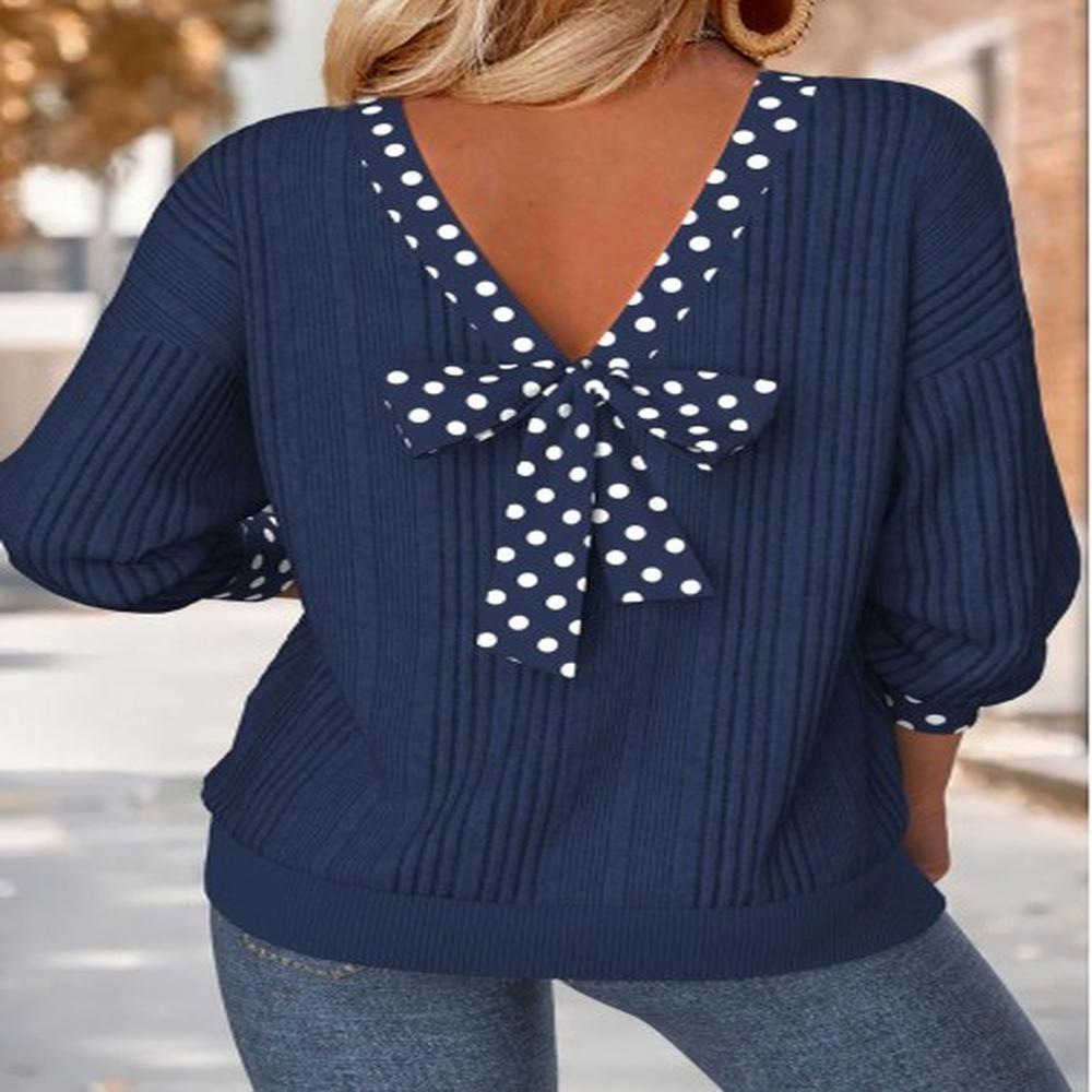 modlily navy tummy coverage polka dot long sleeve sweatshirt