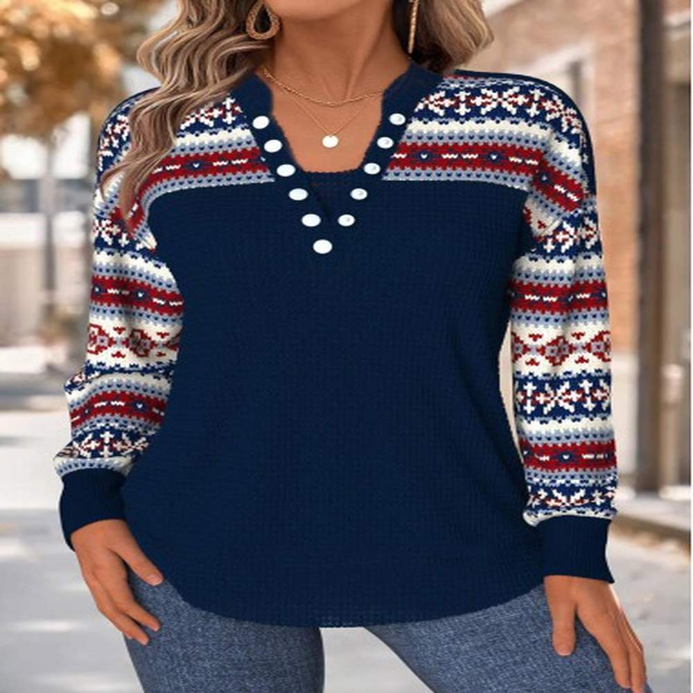modlily navy tummy coverage tribal print long sleeve sweatshirt