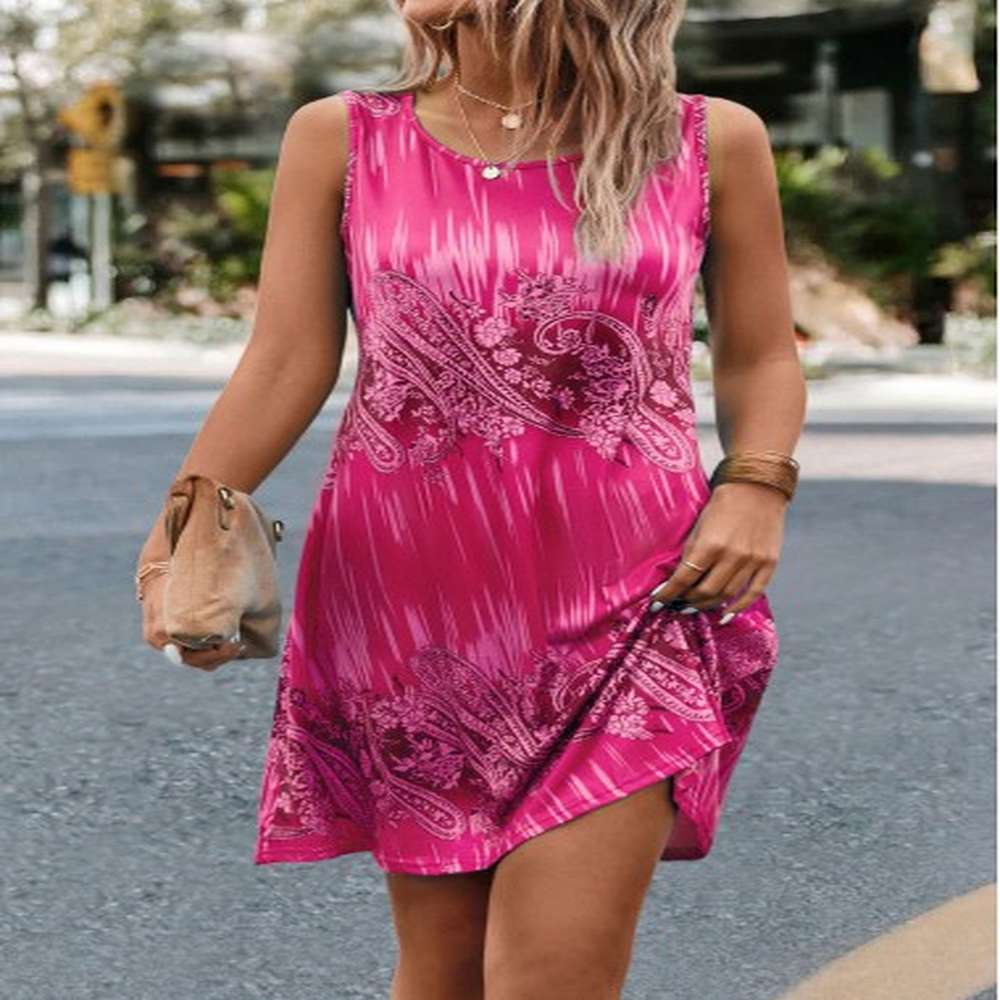modlily neon rose red paisley print dress xxl