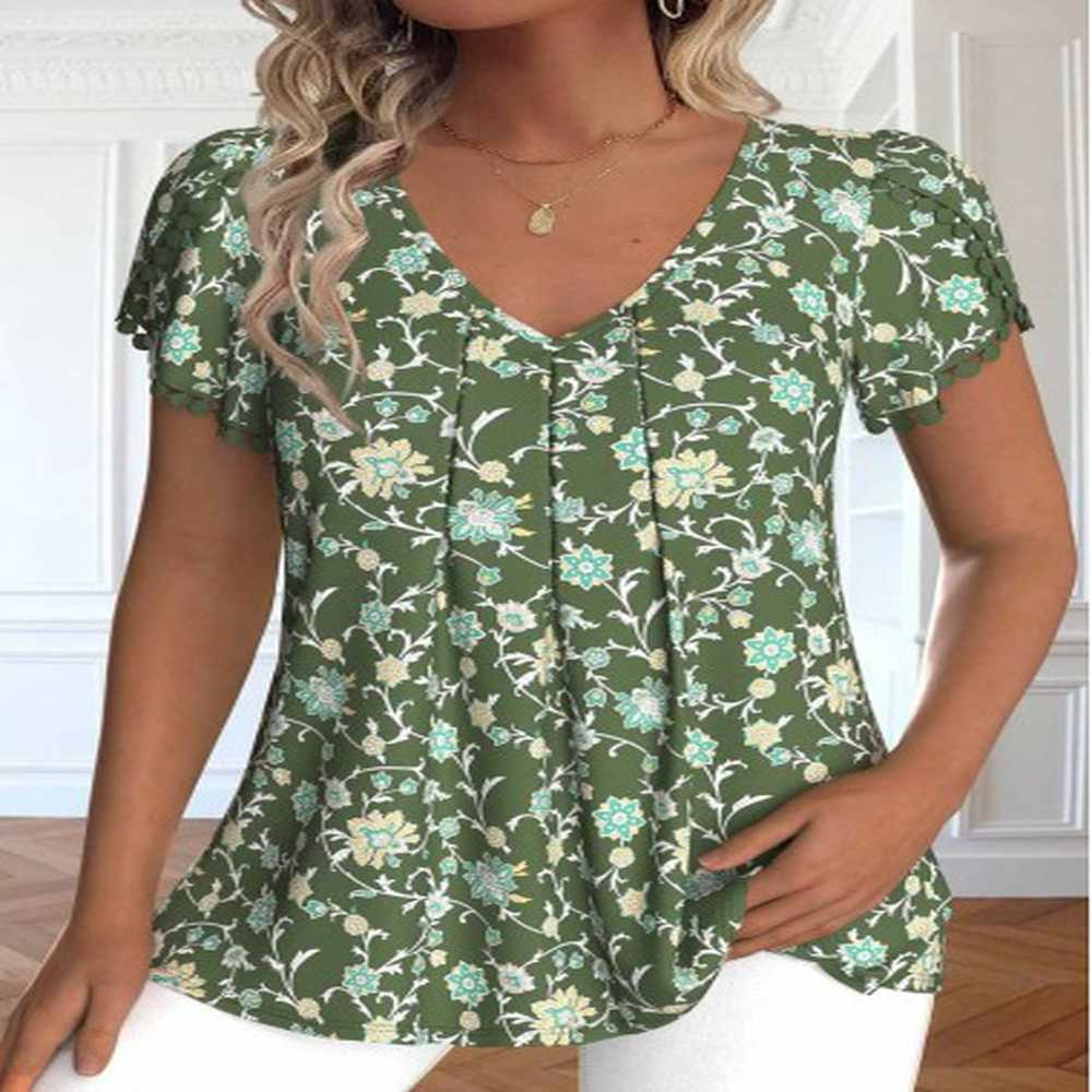 modlily olive green embroidery ditsy floral print t shirt