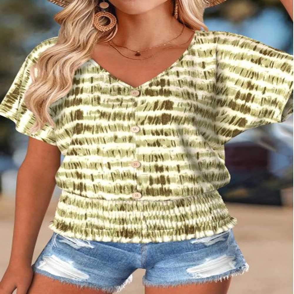 modlily olive green tummy coverage geometric print t shirt
