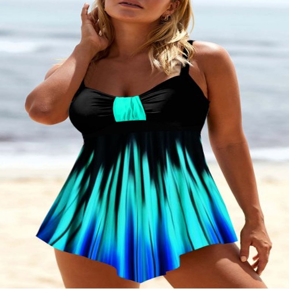 modlily ombre asymmetric hem cyan swimdress top m