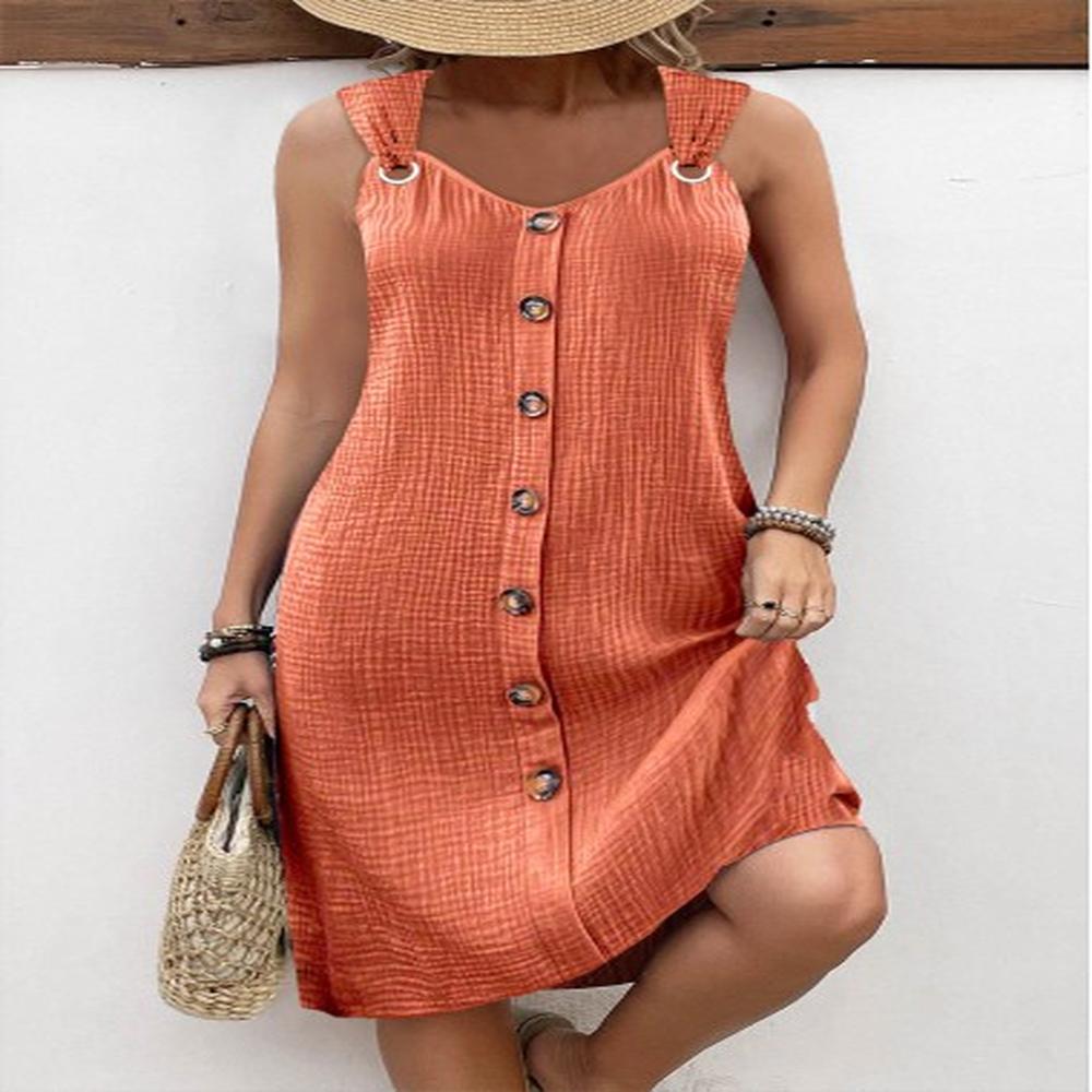 modlily orange tummy coverage sleeveless v neck dress xxl