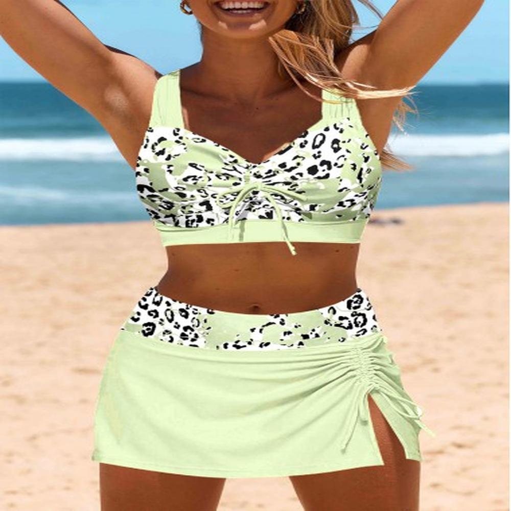 modlily patchwork leopard light green bikini set m