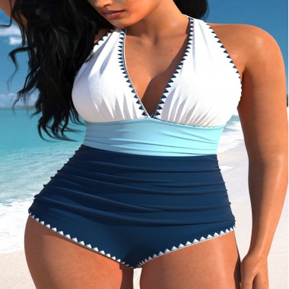 modlily patchwork tie navy one piece swimwear xl