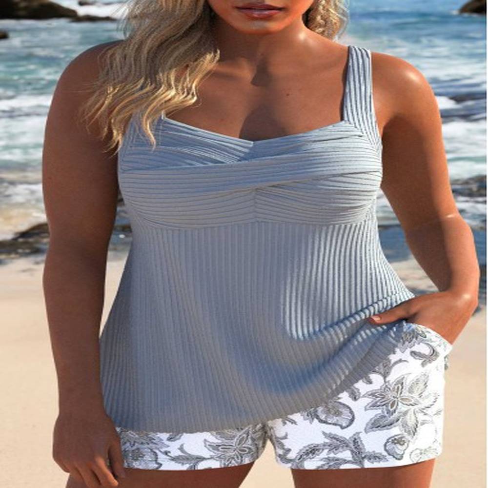 modlily patchwork tribal print grey tankini set s