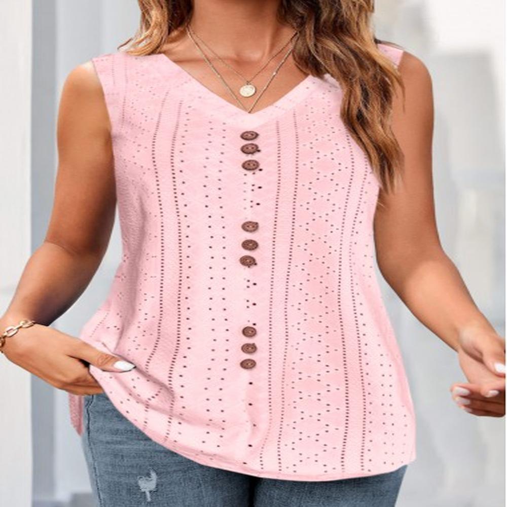 modlily pink button v neck tank top m