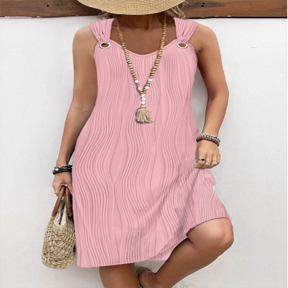 modlily pink circular ring a line sleeveless v neck dress