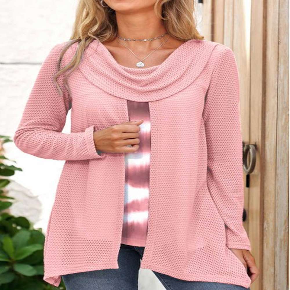 modlily pink ombre long sleeve faux two piece sweatshirt