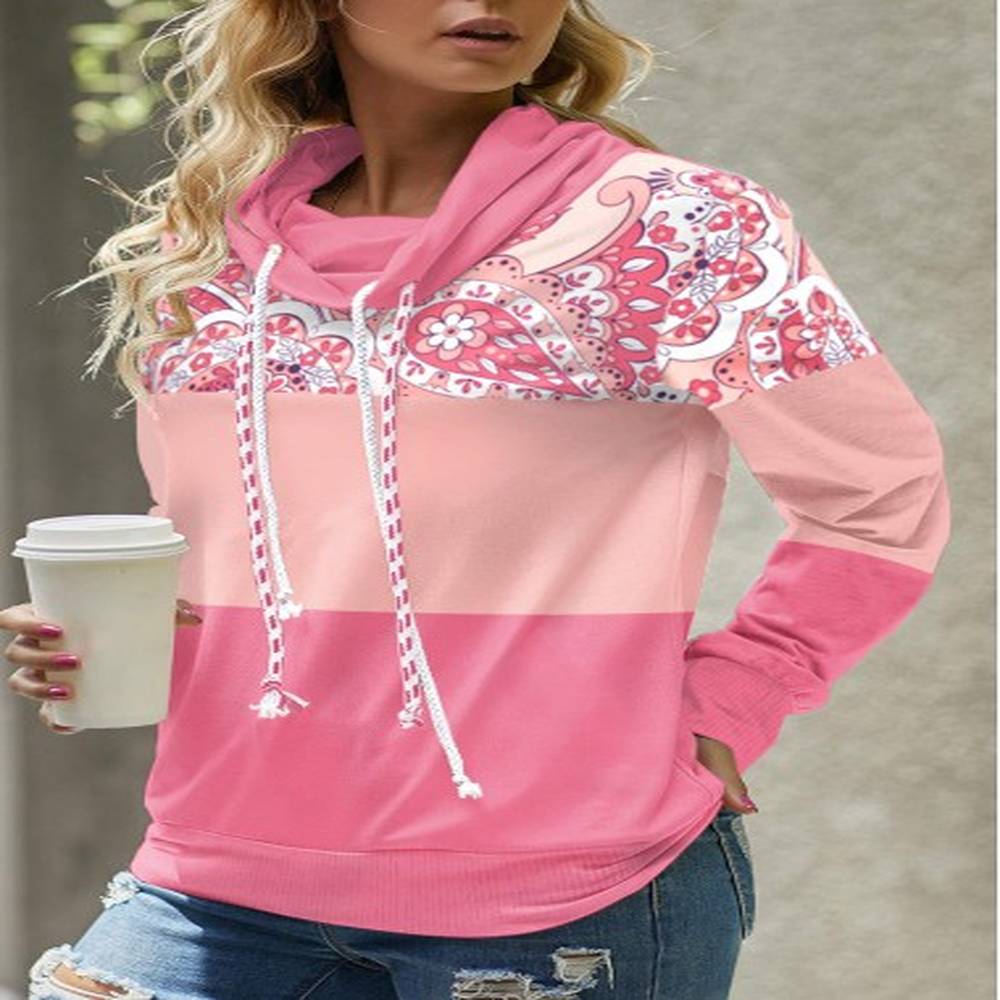 modlily pink patchwork tribal print long sleeve sweatshirt xl
