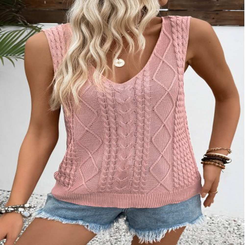 modlily pink sleeveless v neck tank top xl