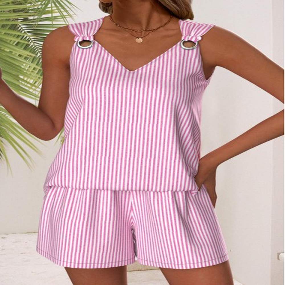 modlily pink striped sleeveless v neck tank top s