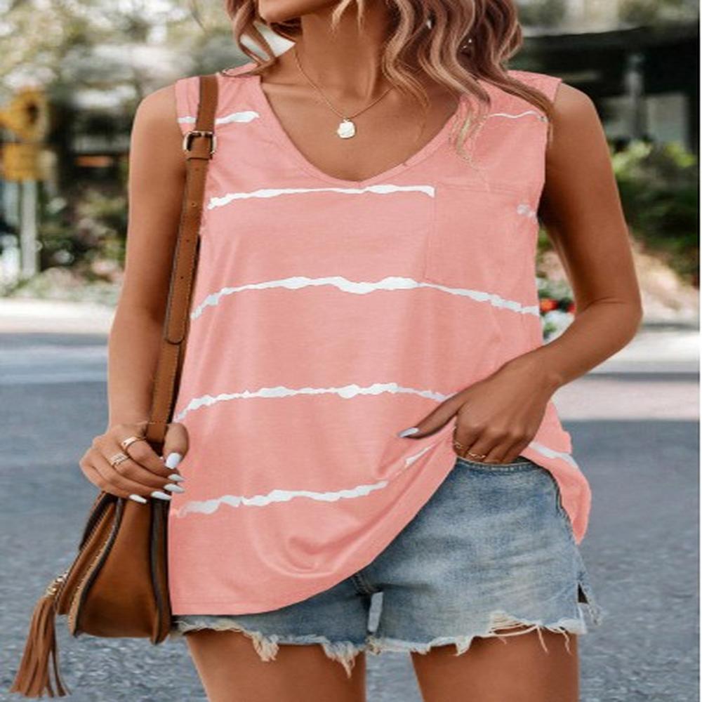 modlily pink striped v neck tank top xxl
