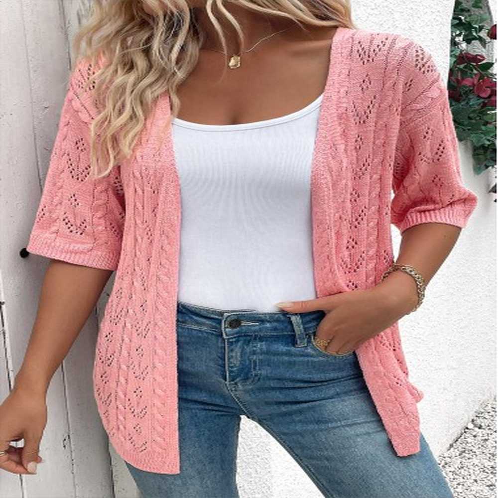 modlily pink tunic half sleeve light cardigan l