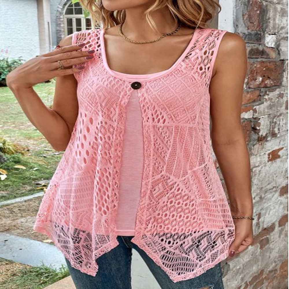 modlily pink two piece round neck tank top m