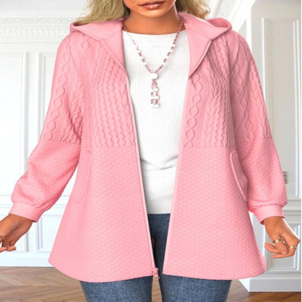 modlily pink zipper long sleeve hooded jacket l