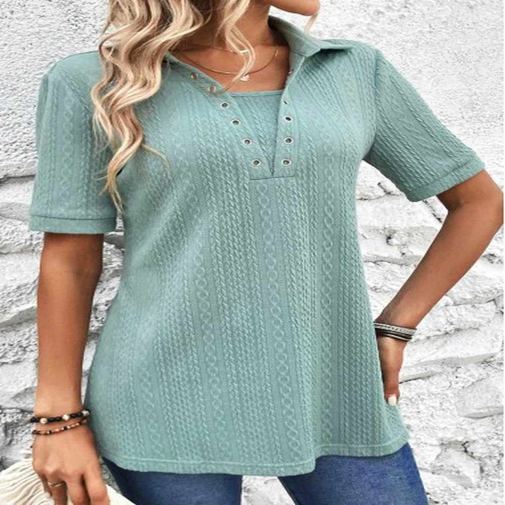 modlily plus size mint green eyelet short sleeve blouse