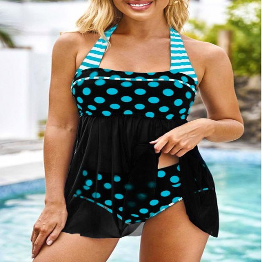 modlily polka dot halter swimdress and panty s