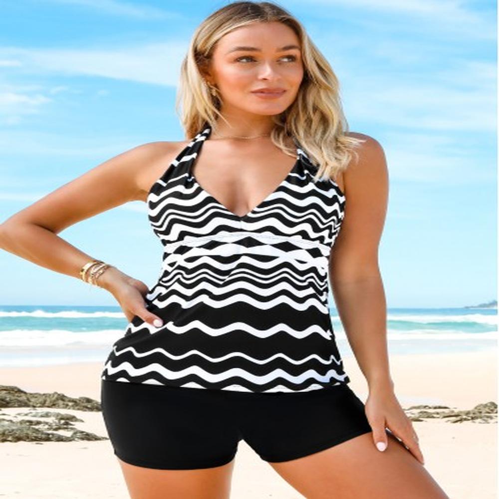 modlily printed halter tie back tankini set s